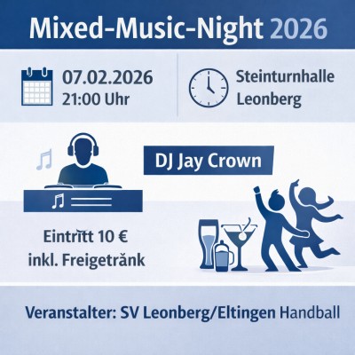Mixed-Music-Night am 7. Februar in der Steinturnhalle Leonberg